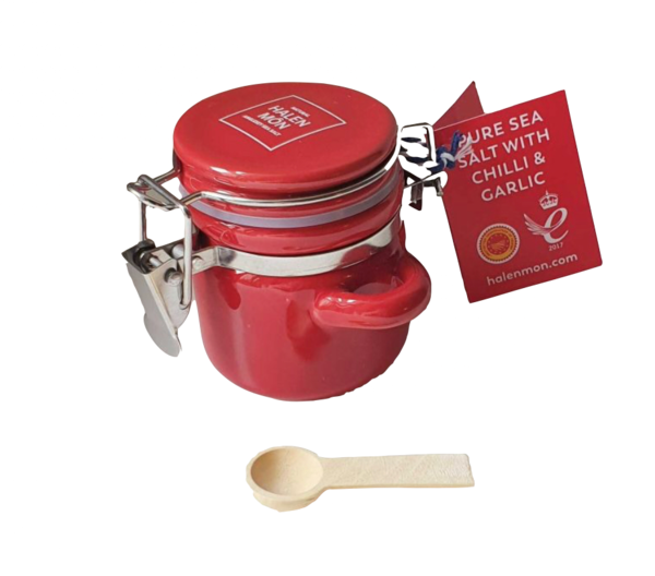 Halen Mon Little Ceramic Jar with Chilli & Garlic Sea Salt